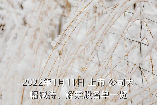 2022年1月11日 上市 公司大幅減持、解禁股名單一覽