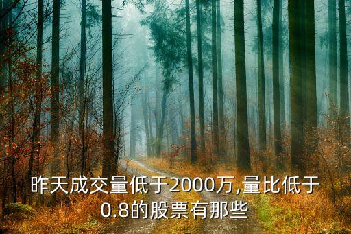 昨天成交量低于2000萬(wàn),量比低于0.8的股票有那些