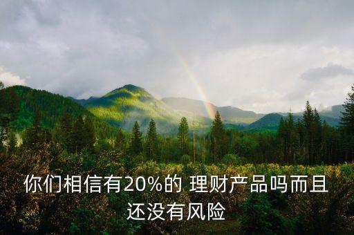 你們相信有20%的 理財產(chǎn)品嗎而且還沒有風險