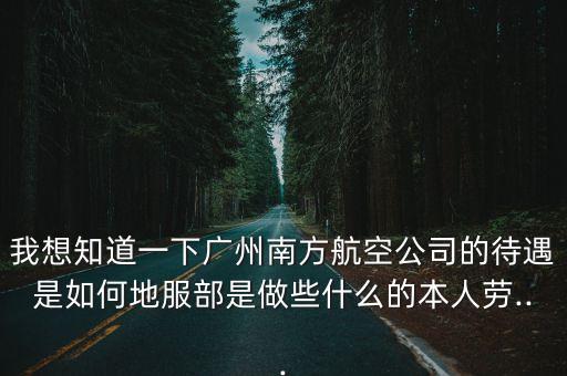 我想知道一下廣州南方航空公司的待遇是如何地服部是做些什么的本人勞...