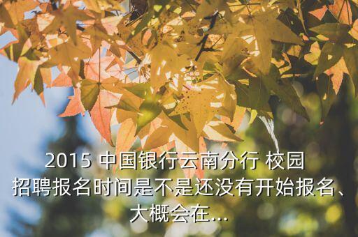 2015 中國銀行云南分行 校園 招聘報名時間是不是還沒有開始報名、大概會在...