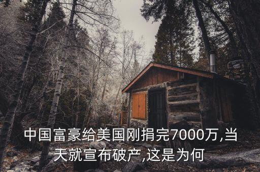 中國富豪給美國剛捐完7000萬,當天就宣布破產,這是為何