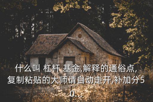 什么叫 杠桿 基金,解釋的通俗點(diǎn),復(fù)制粘貼的大師請自動(dòng)走開,補(bǔ)加分50...