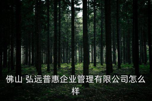 佛山 弘遠普惠企業(yè)管理有限公司怎么樣