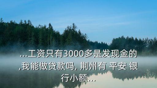 ...工資只有3000多是發(fā)現(xiàn)金的,我能做貸款嗎, 荊州有 平安 銀行小額...