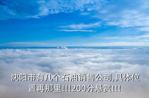  沈陽市有幾個石油銷售公司,具體位置再那里!!!200分懸賞!!!