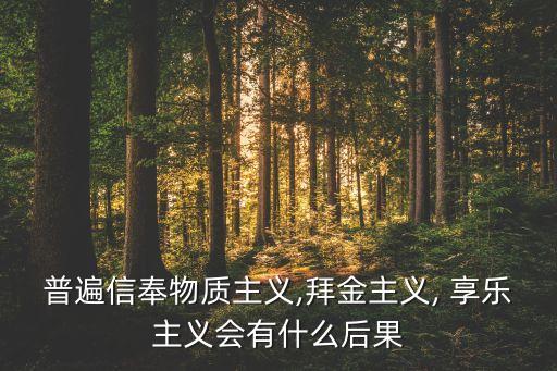 普遍信奉物質(zhì)主義,拜金主義, 享樂主義會(huì)有什么后果