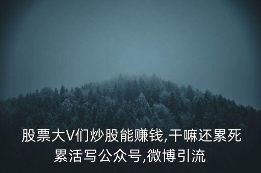  股票大V們炒股能賺錢(qián),干嘛還累死累活寫(xiě)公眾號(hào),微博引流