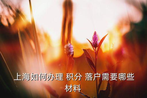  上海如何辦理 積分 落戶(hù)需要哪些材料