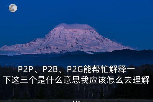 P2P、P2B、P2G能幫忙解釋一下這三個是什么意思我應該怎么去理解...