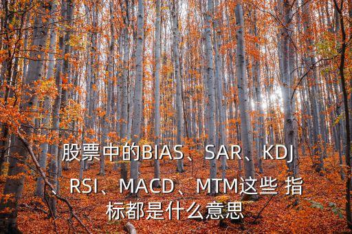  股票中的BIAS、SAR、KDJ、RSI、MACD、MTM這些 指標都是什么意思