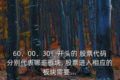 60、00、30、開頭的 股票代碼分別代表哪些板塊, 股票進(jìn)入相應(yīng)的板塊需要...