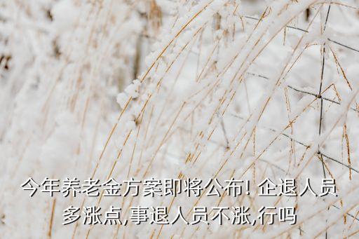 今年養(yǎng)老金方案即將公布! 企退人員多漲點(diǎn),事退人員不漲,行嗎