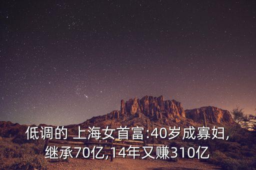 低調(diào)的 上海女首富:40歲成寡婦,繼承70億,14年又賺310億