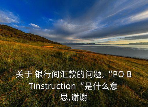 關(guān)于 銀行間匯款的問題,“PO BTinstruction“是什么意思,謝謝