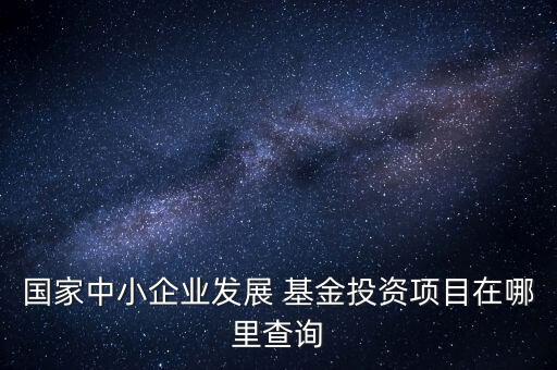 國(guó)家中小企業(yè)發(fā)展 基金投資項(xiàng)目在哪里查詢