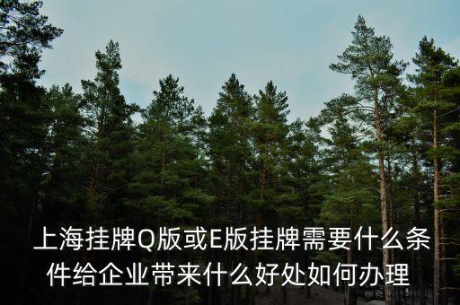  上海掛牌Q版或E版掛牌需要什么條件給企業(yè)帶來什么好處如何辦理