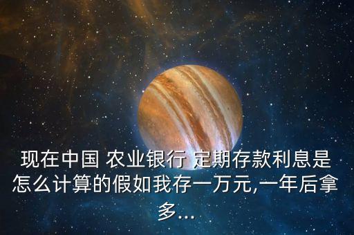 現(xiàn)在中國 農(nóng)業(yè)銀行 定期存款利息是怎么計算的假如我存一萬元,一年后拿多...