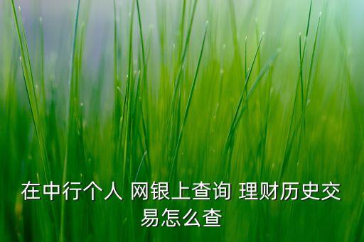 在中行個人 網(wǎng)銀上查詢 理財歷史交易怎么查