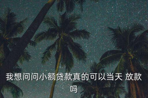 我想問問小額貸款真的可以當天 放款嗎