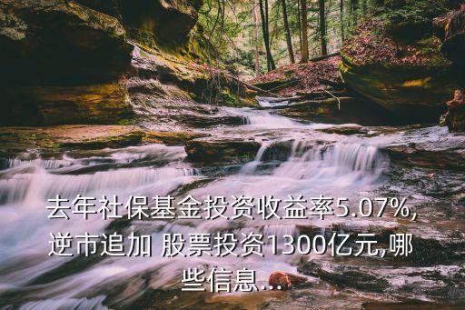 去年社?；鹜顿Y收益率5.07%,逆市追加 股票投資1300億元,哪些信息...