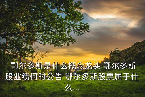  鄂爾多斯是什么概念龍頭 鄂爾多斯股業(yè)績何時公告 鄂爾多斯股票屬于什么...