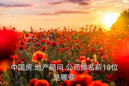 中國房 地產(chǎn)顧問 公司排名前10位是哪些