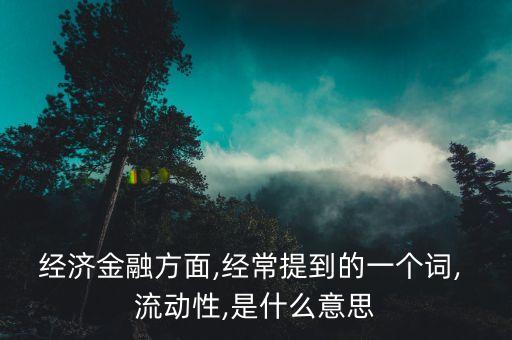 經濟金融方面,經常提到的一個詞, 流動性,是什么意思