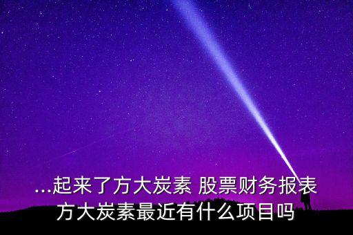 ...起來(lái)了方大炭素 股票財(cái)務(wù)報(bào)表方大炭素最近有什么項(xiàng)目嗎