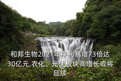 和邦生物2021年凈利暴增73倍達(dá)30億元,農(nóng)化、光伏板塊高增長或?qū)⒀永m(xù)