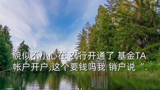 貌似不小心在 農(nóng)行開通了 基金TA帳戶開戶,這個(gè)要錢嗎我 銷戶說“...