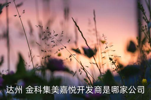 達(dá)州 金科集美嘉悅開發(fā)商是哪家公司