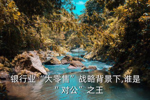  銀行業(yè)“大零售”戰(zhàn)略背景下,誰是“ 對公”之王