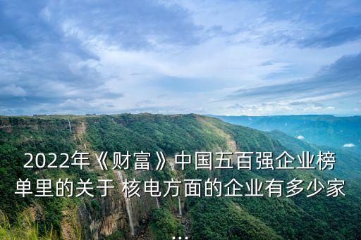 2022年《財富》中國五百強(qiáng)企業(yè)榜單里的關(guān)于 核電方面的企業(yè)有多少家...