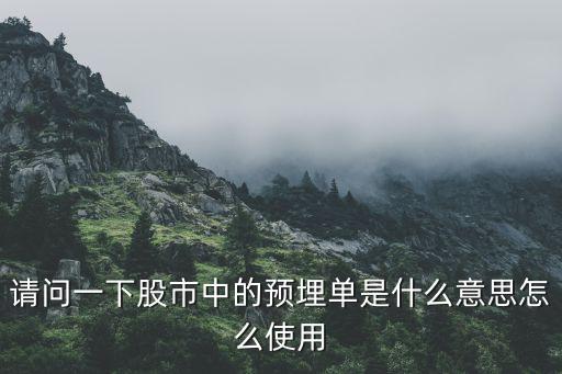 請(qǐng)問(wèn)一下股市中的預(yù)埋單是什么意思怎么使用