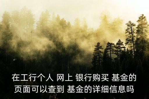 在工行個(gè)人 網(wǎng)上 銀行購買 基金的頁面可以查到 基金的詳細(xì)信息嗎