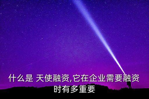 什么是 天使融資,它在企業(yè)需要融資時(shí)有多重要