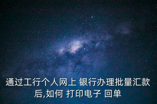 通過工行個人網(wǎng)上 銀行辦理批量匯款后,如何 打印電子 回單