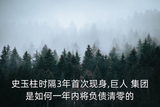 史玉柱時(shí)隔3年首次現(xiàn)身,巨人 集團(tuán)是如何一年內(nèi)將負(fù)債清零的