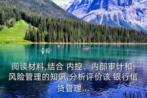 閱讀材料,結合 內(nèi)控、內(nèi)部審計和 風險管理的知識,分析評價該 銀行信貸管理...