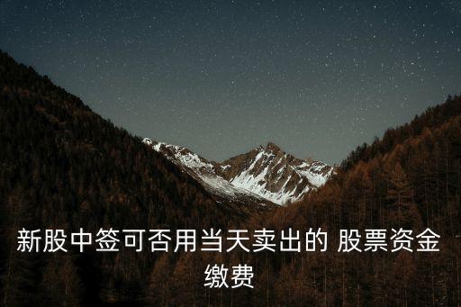 新股中簽可否用當(dāng)天賣(mài)出的 股票資金繳費(fèi)