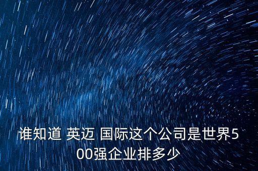 誰知道 英邁 國際這個公司是世界500強企業(yè)排多少