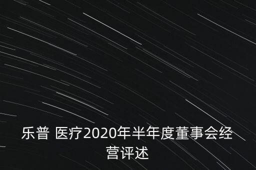 樂普 醫(yī)療2020年半年度董事會經營評述