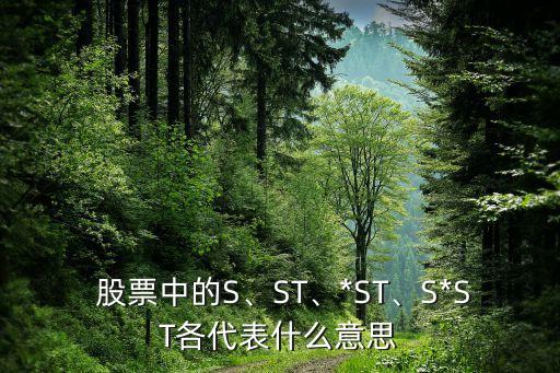  股票中的S、ST、*ST、S*ST各代表什么意思