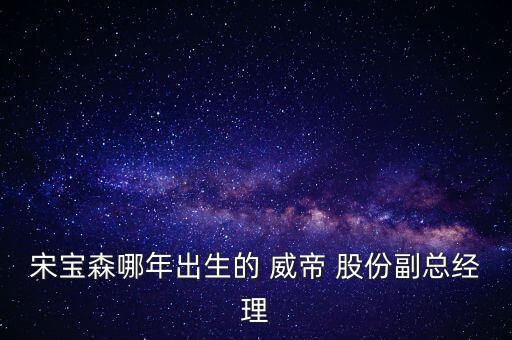 宋寶森哪年出生的 威帝 股份副總經(jīng)理