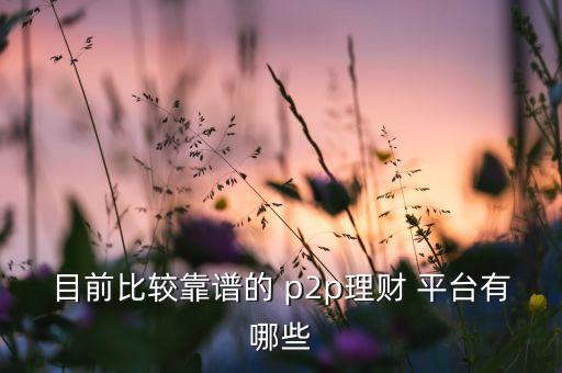 目前比較靠譜的 p2p理財 平臺有哪些