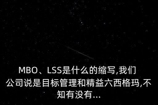 MBO、LSS是什么的縮寫,我們 公司說(shuō)是目標(biāo)管理和精益六西格瑪,不知有沒(méi)有...